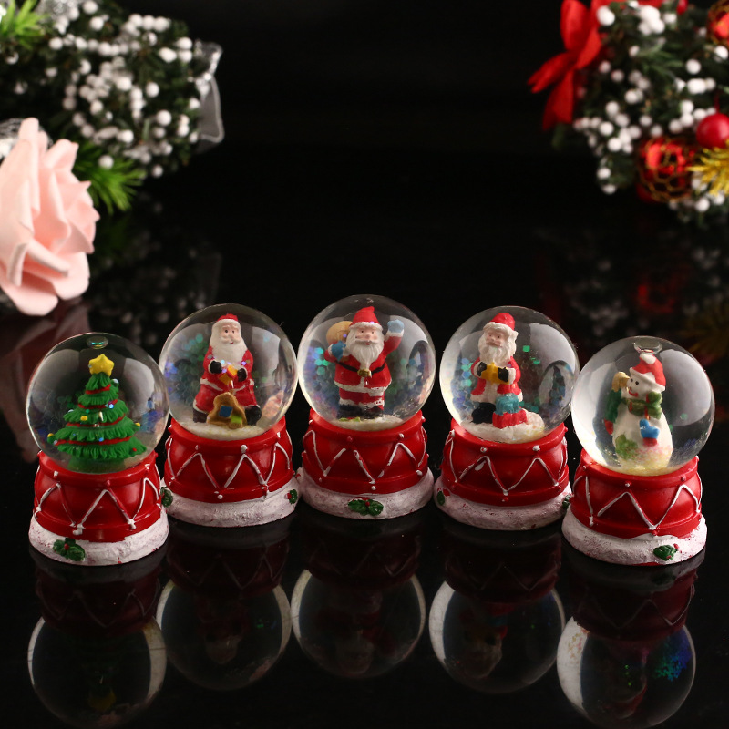Christmas Crystal Ball with Light Children's Gift Small Ornaments Christmas Luminous Resin Glass Ball Christmas Small Gift