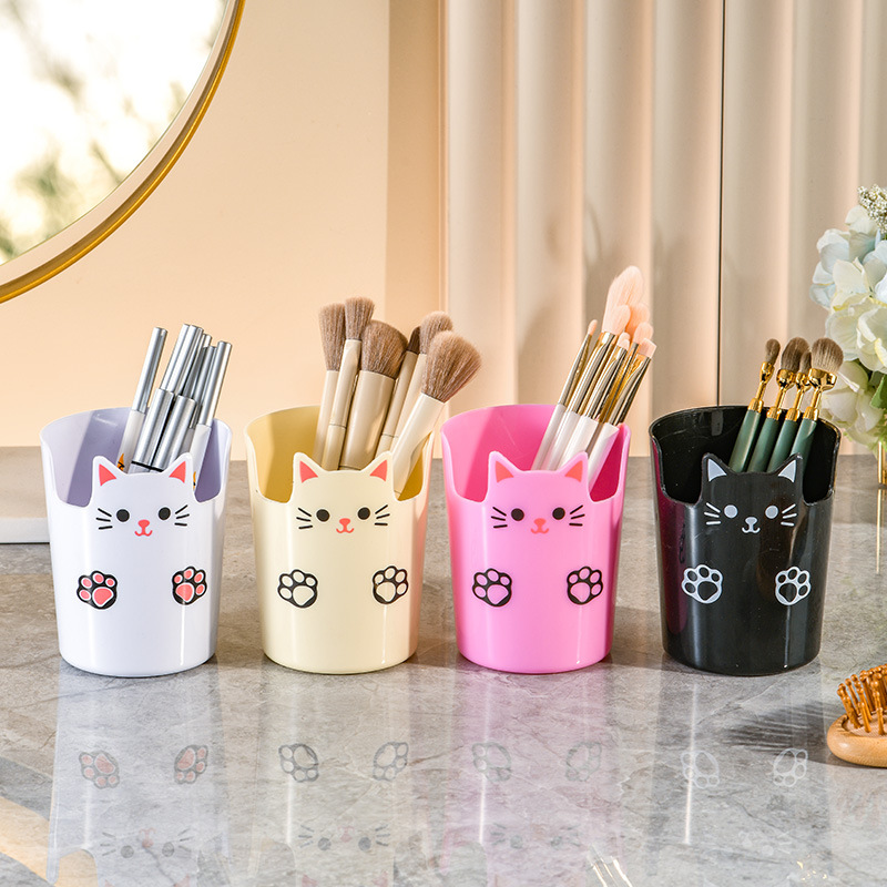 desktop pen container office desk surface panel student desk pen holder simple fashion cartoon cute mobile phone holder stationery cylinder