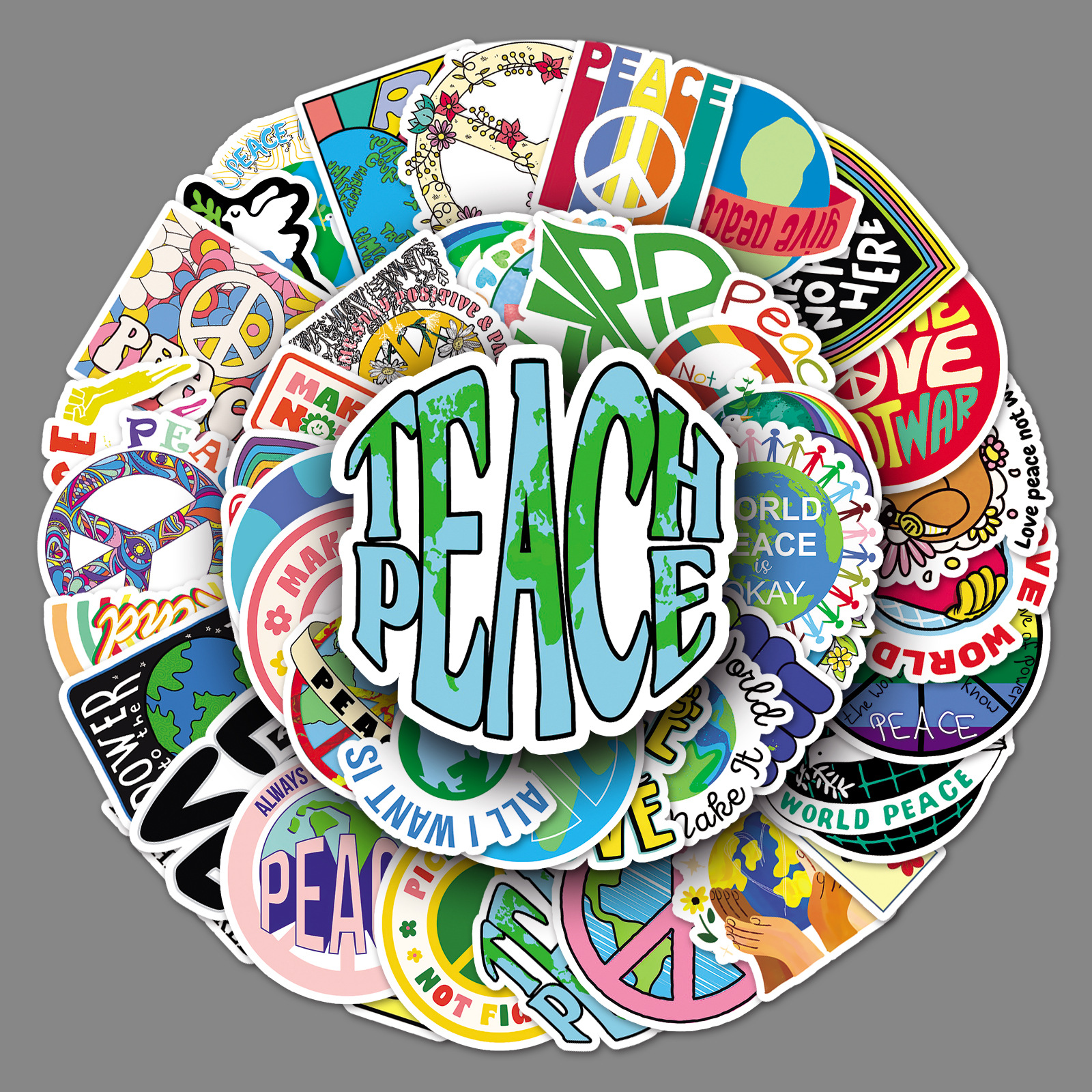 50张世界和平涂鸦贴纸个性跨境潮流贴纸diy手机壳行李箱贴纸防水