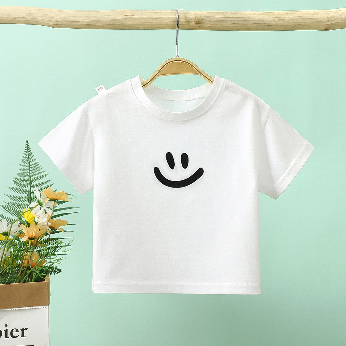 男女童春秋洋气短袖夏装上衣纯棉宝宝白色春季内搭儿童t恤婴儿装