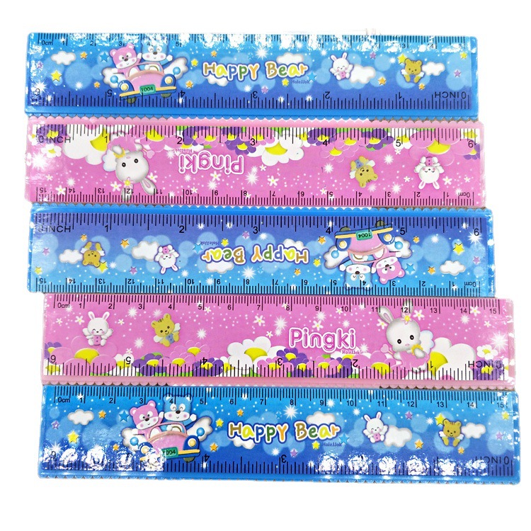 Factory Direct Sales 15cm Plastic Cartoon Ruler Cute Pattern Straightedge Educational Stationery Prizes Wholesale