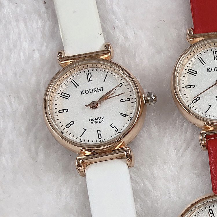 koushi蔻时简约数字小表盘女士皮带手表防水石英学生表女3757l-1