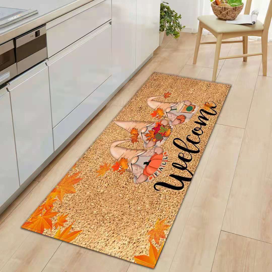 Cross-Border New Arrival Letter Faceless Doll Thanksgiving Doormat Kitchen Anti-Slip Absorbent Floor Mat Living Room Carpet