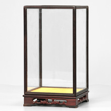 LM7Q批发红木玻璃罩紫檀木宝笼花瓶玉石工艺品佛像摆件透明展示盒