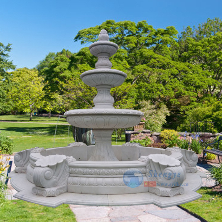 石雕汉白玉人物喷泉大理石喷水小孩动物雕塑户外广场景观装饰