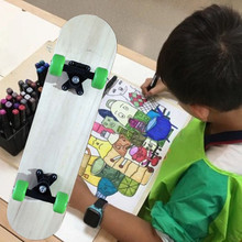 60CM儿童绘画滑板 四轮画画滑板车DIY手工绘画玩具滑板车木质滑板
