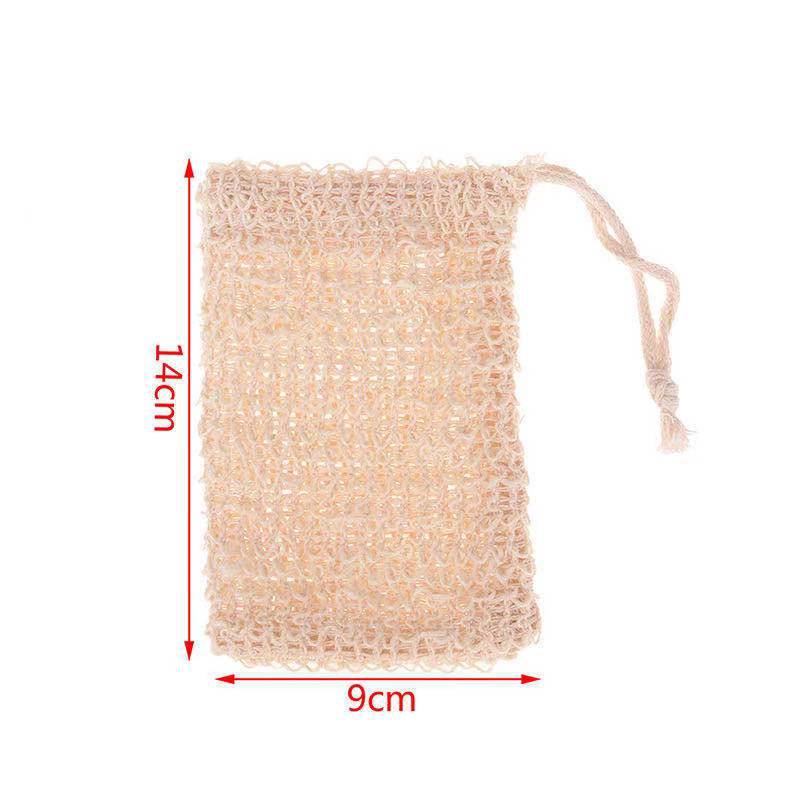 Cotton and Linen Soap Foam Net Foaming Net Hanging Drawstring Soap Bag Natural Bath Bag Sisal Foaming Sponge