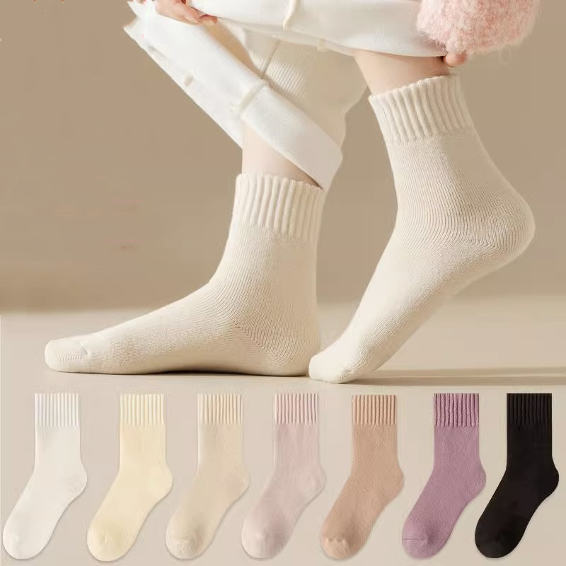 Women's Socks Thickened Maternity Socks Autumn and Winter Floor Terry Socks Mid-Calf Brushed Terry-Loop Hosiery Winter Fleece-Lined Sleeping Socks