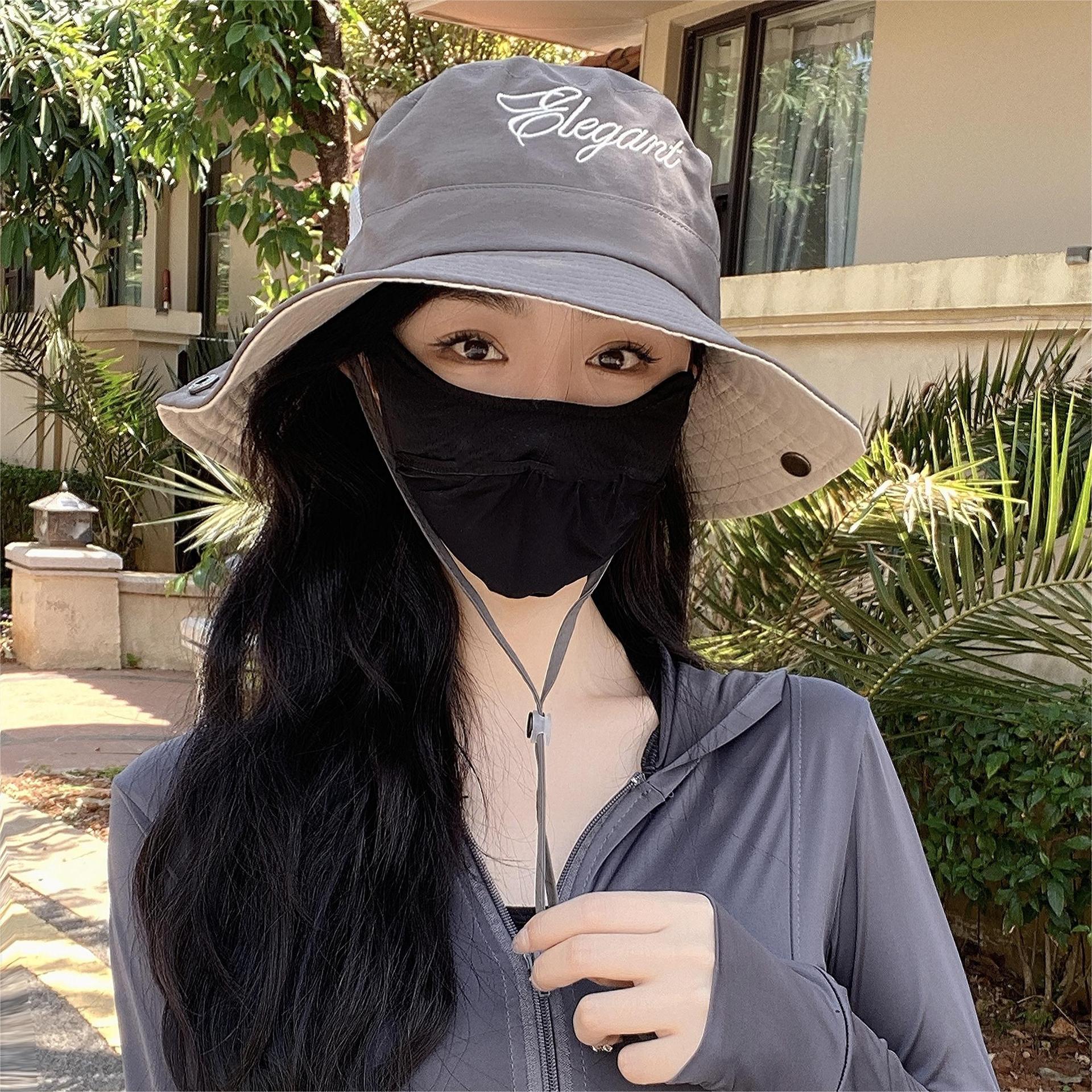 夏季户外露营登山帽子大檐防紫外线渔夫帽女网眼透气防晒钓鱼帽男