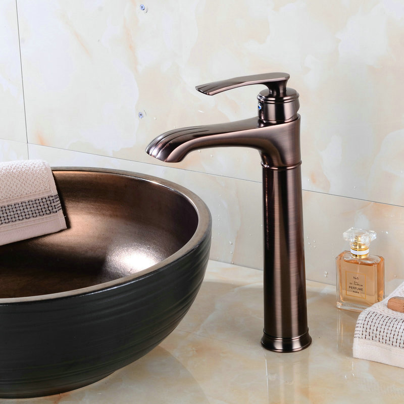 仿古铜高低款台下盆水龙头厨房居家冷热双控水龙头单孔抬启式龙头