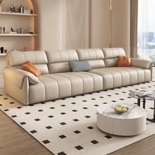 钢琴键电动多功能真皮沙发客厅牛皮意式极简大小户型可伸缩沙发床