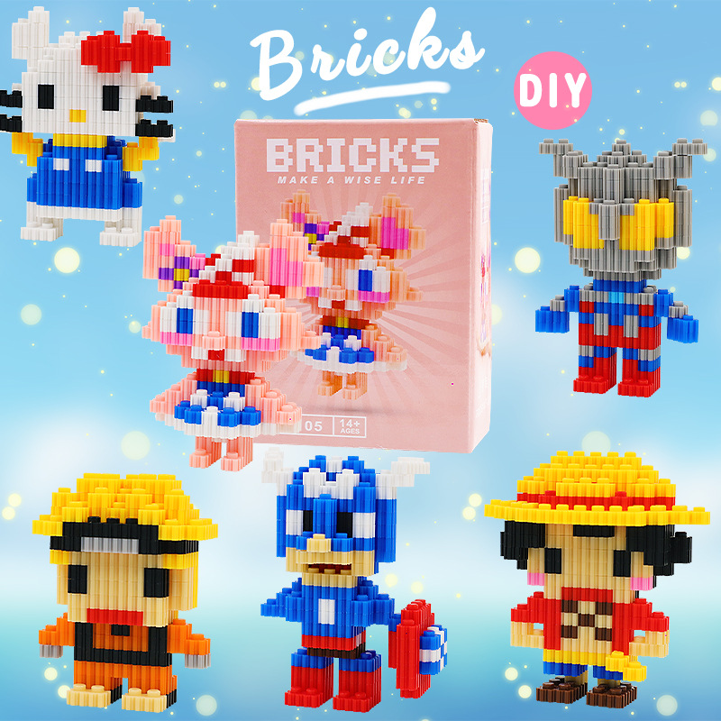 Cartoon Doll Children Educational Assembly Children's Tiny Particle Building Blocks Compatible with Lego Building Blocks Hot Selling Blind Box Wholesale