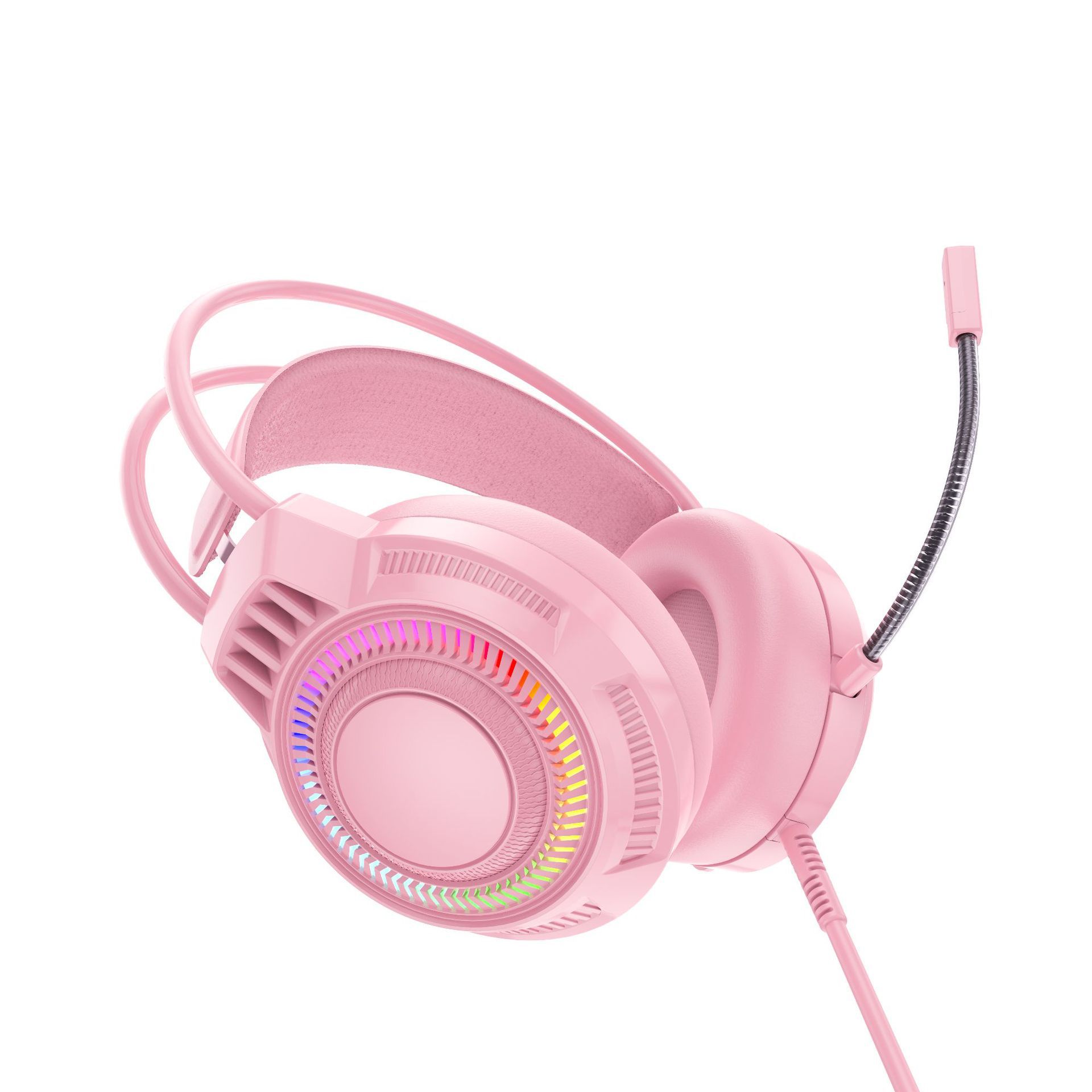 跨境g61游戏头戴式耳机粉色电竞有线usb吃鸡台式电脑笔记本耳麦