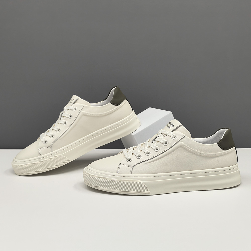 高端真皮板鞋男款潮流透气百搭鞋子欧洲站男鞋男士轻奢软底休闲鞋