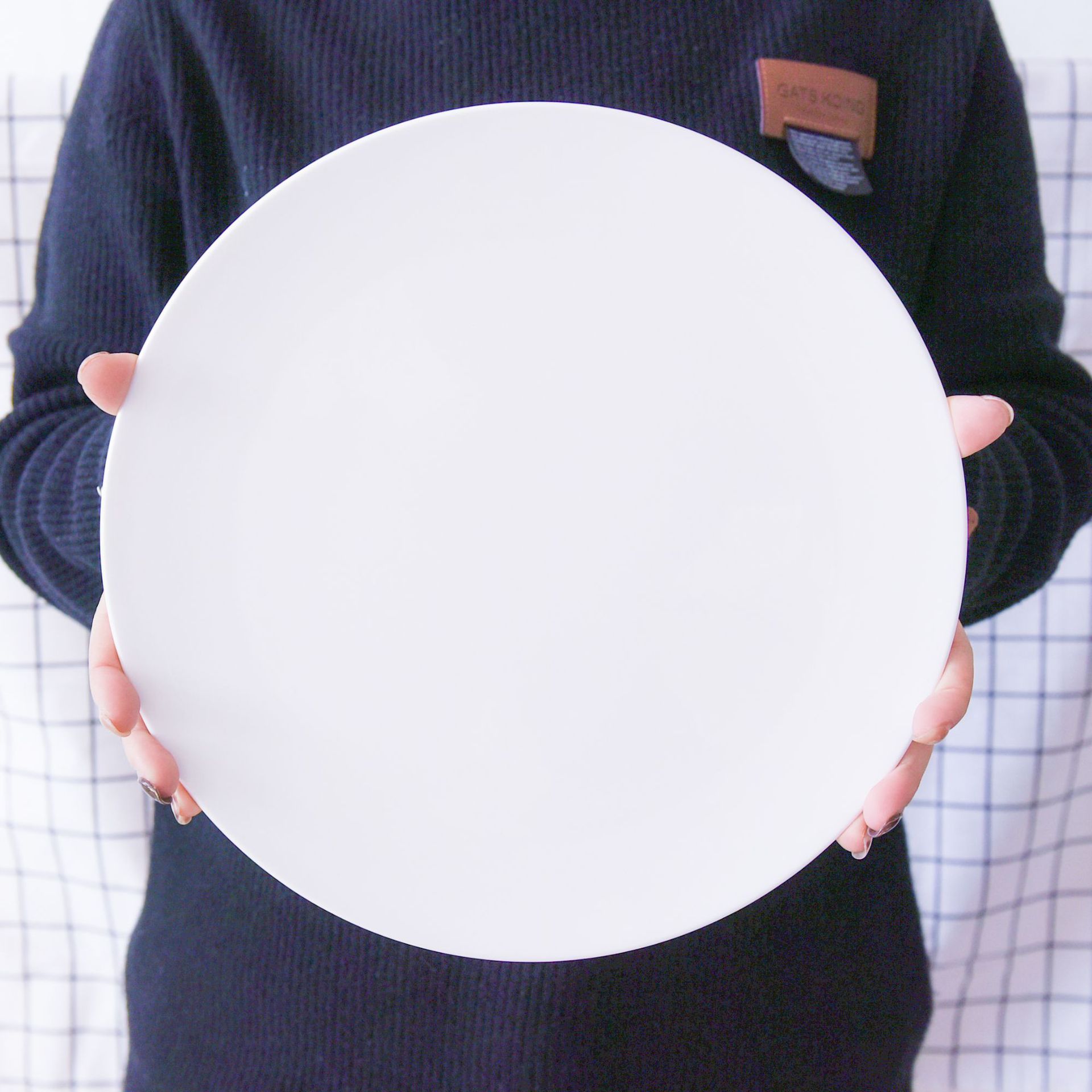 创意西餐盘子纯白骨瓷大平盘  11寸欧式陶瓷牛排餐月光盘酒店餐具