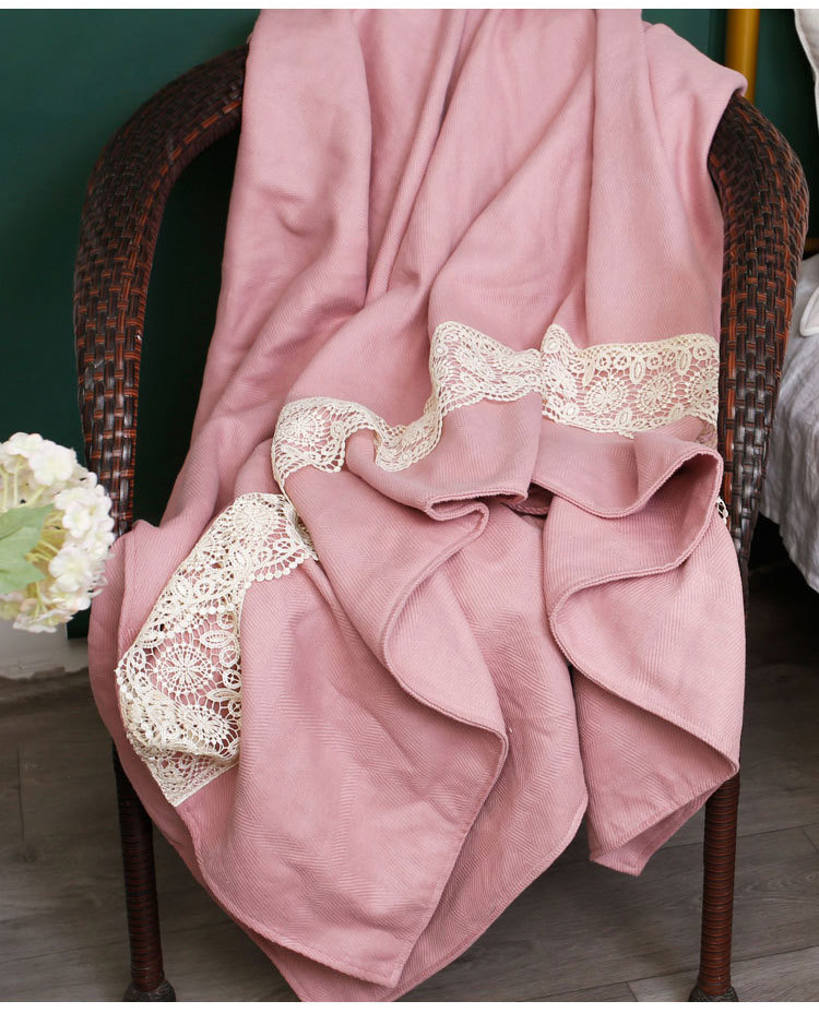 加厚纯色亚麻盖毯提花毯子花边棉麻沙发毯单双人空调毯子厂家批发