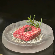 日式圆形装和牛烤肉塔塔火锅甜品前菜玻璃冰盘冷菜位上碟酒店餐具