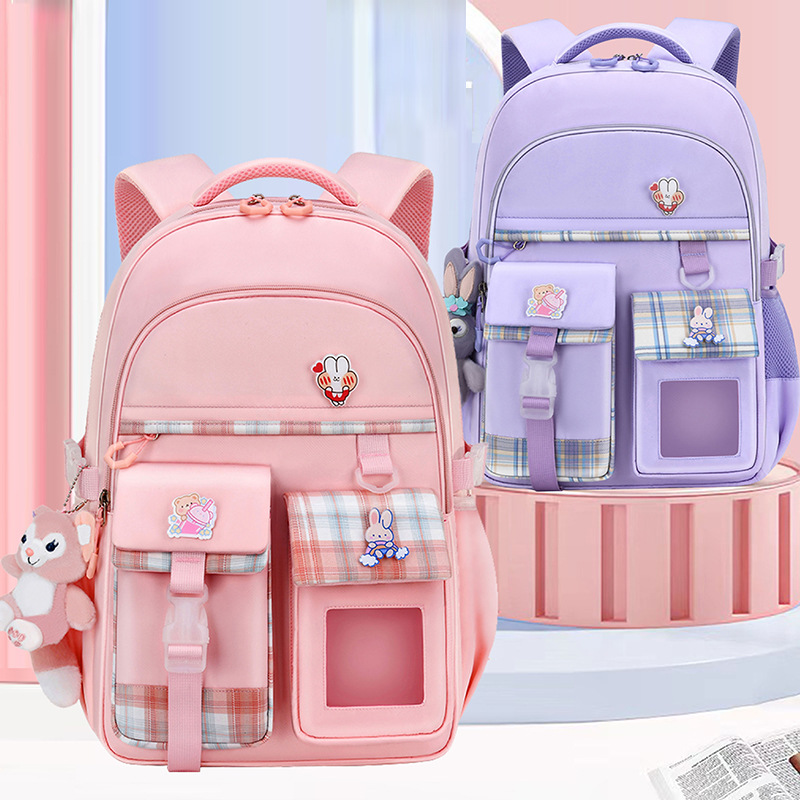 New Primary School Girls Schoolbag Grade 1~6 Portable Burden Alleviation Children‘s Backpack Large Capacity Spine Protection Backpack Wholesale