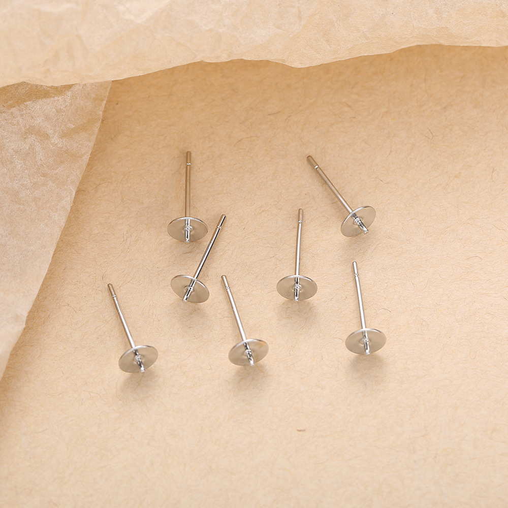 new copper cross flat needle electroplating copper steel needle cross bowl needle pearl support ear pin ear stud support bead plate wholesale