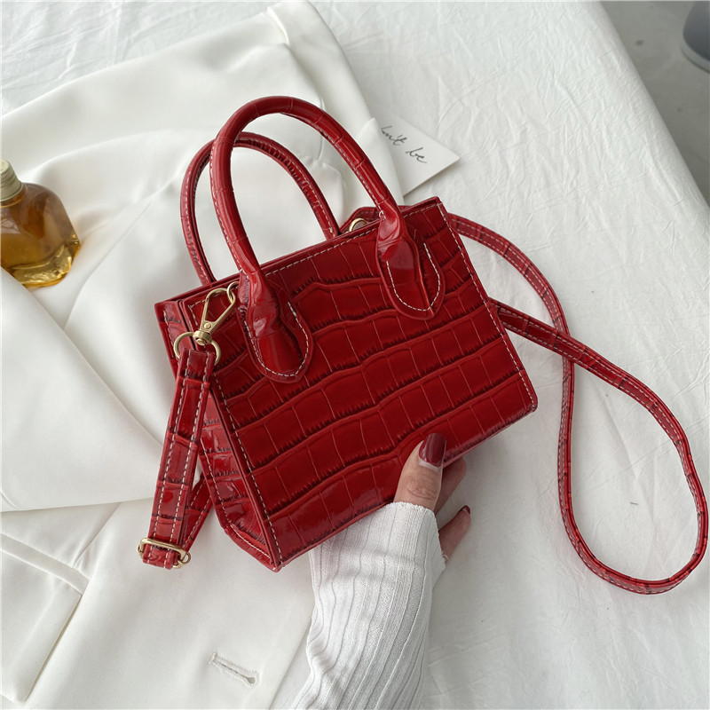 Women's Bag 2021 Spring New Fashion Textured Small Square Bag Simple and Fresh Shoulder Bag Messenger Bag Internet-Famous Tote