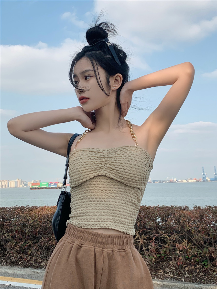 纯欲辣妹挂脖吊带背心女内搭夏季设计感抹胸打底美背裹胸上衣外穿