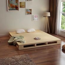 %新款榫卯结构实木床防潮排骨架一米八双人床架护腰床板简约床架