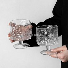 设计感树皮纹高脚杯ins家用玻璃杯咖啡杯果汁杯气泡水杯饮料泰儿