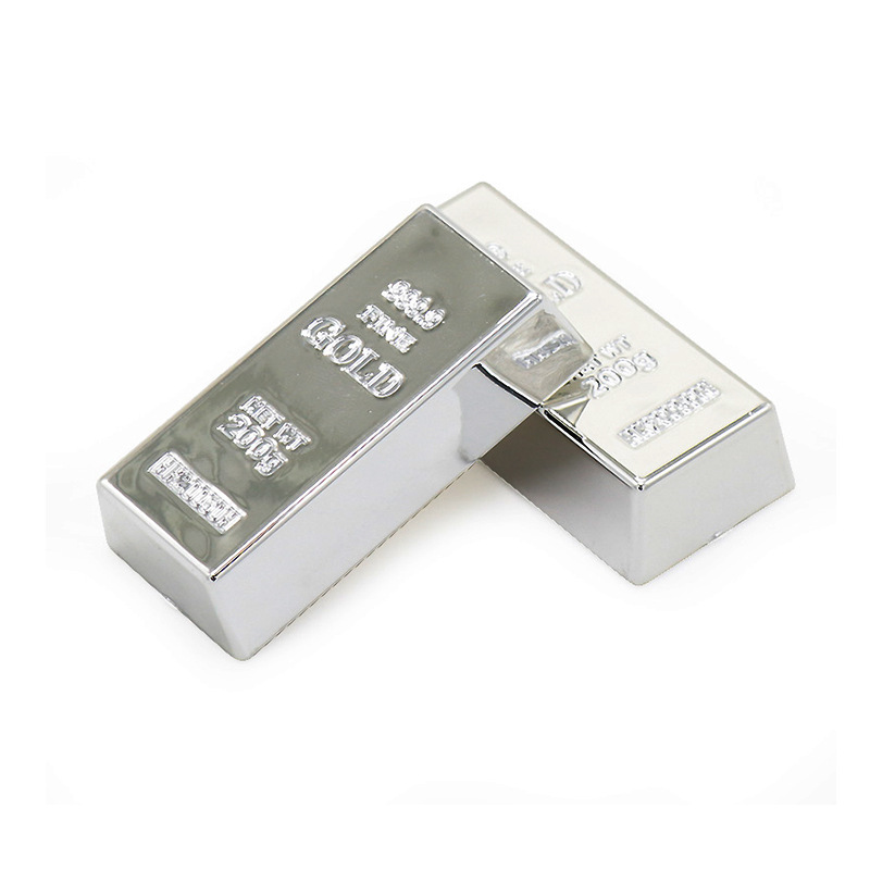 仿真塑料黄金砖金条银条道具玩具电镀空心银砖装饰品金条银砖圣诞