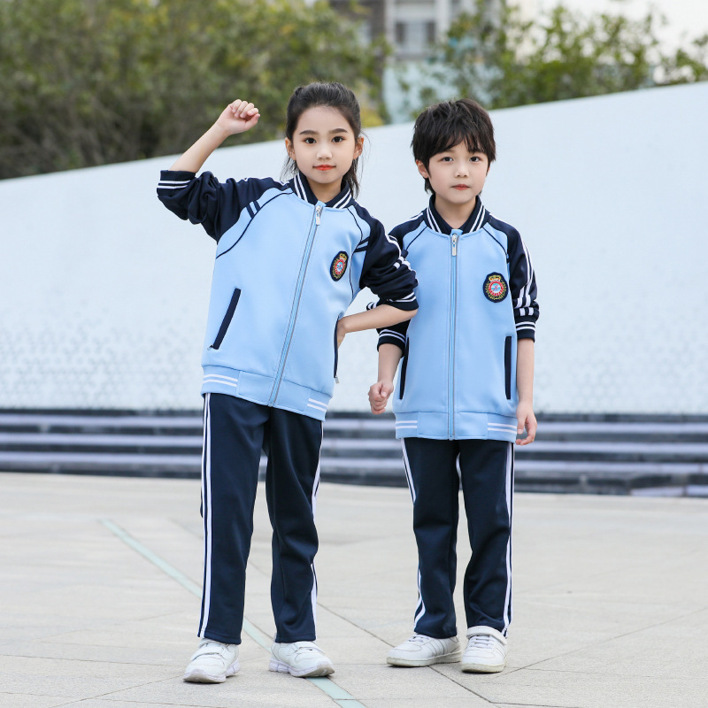 新款夏秋装中学蓝色校服短袖学生套装夏季休闲t恤上衣三件套团购