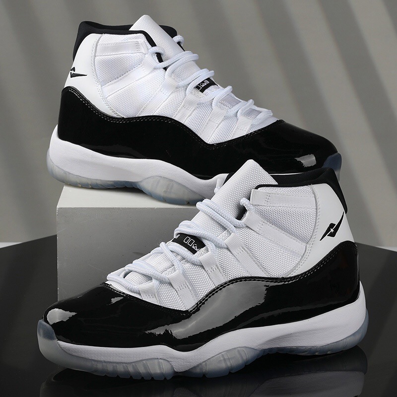正品头层牛皮aj11大魔王高帮篮球鞋莆田鞋运动跑步鞋康扣乔aj男鞋