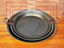 传统老式铸铁煎锅家用双耳煎饼平底生铁锅商用无涂层烙饼煎鏊子锅