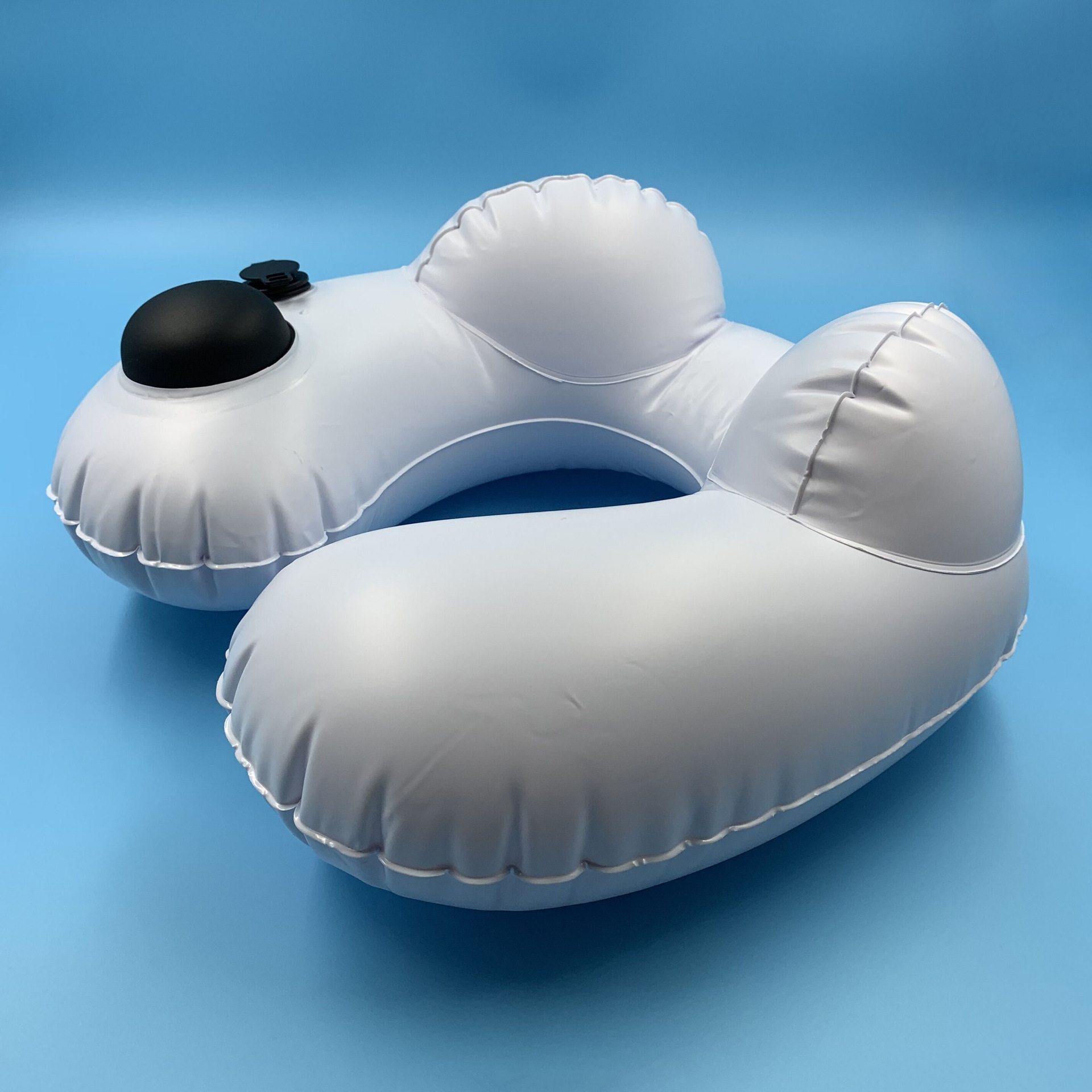 厂家便携式pvc充气枕 可拆洗按压式充气u型旅行枕