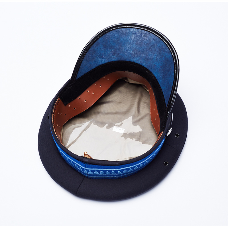 新式军帽香港大盖帽形象岗保安机长平顶大檐帽子物业售楼部