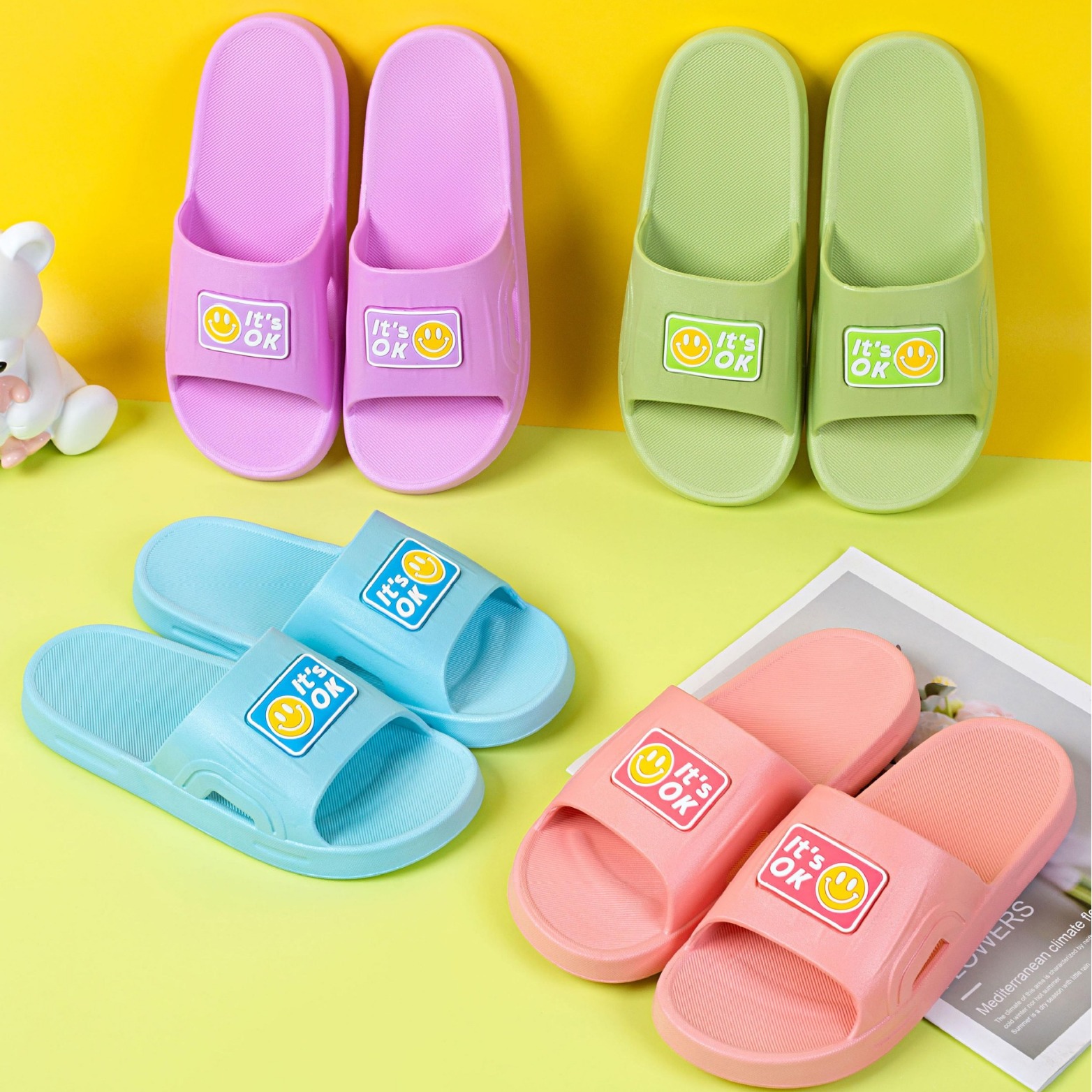 2024新款女士优质拖鞋纯色时尚拼色优质多色拖鞋b37 2-阿里巴巴