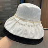 2022 new pattern Beads fold Fisherman hat summer Lace ventilation sunshade Sunscreen hat Versatile Sun hat