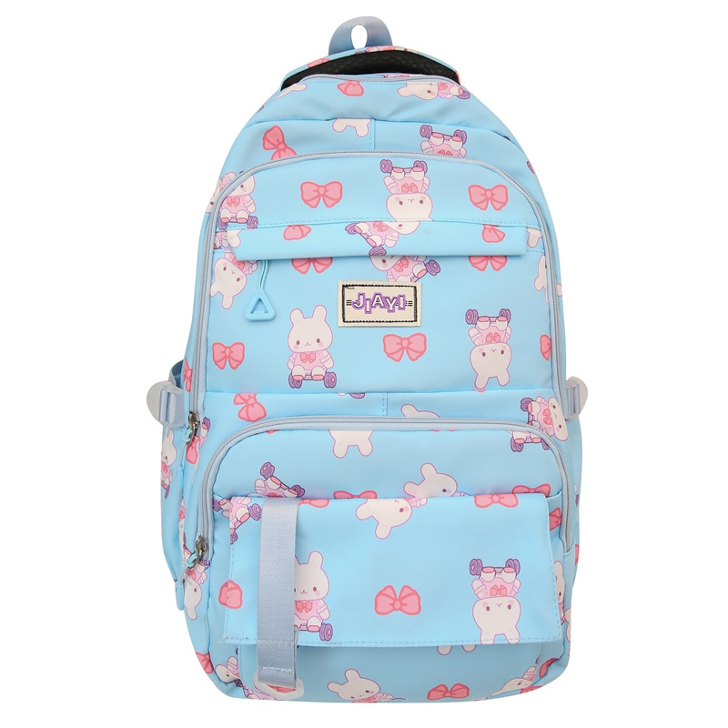 Casual Backpack Women's Floral Bear Junior High School Schoolbag Simple Fashion All-Match Large Capacity College Students' Backpack