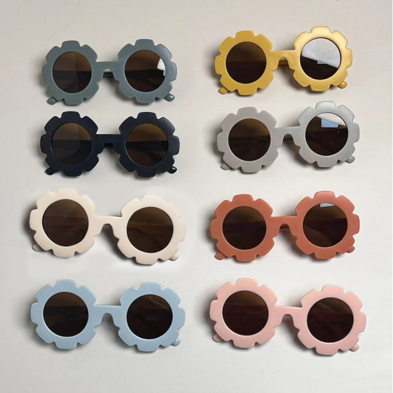 儿童太阳镜出游防晒防男女孩墨镜可爱太阳小花朵宝宝装饰花朵眼镜