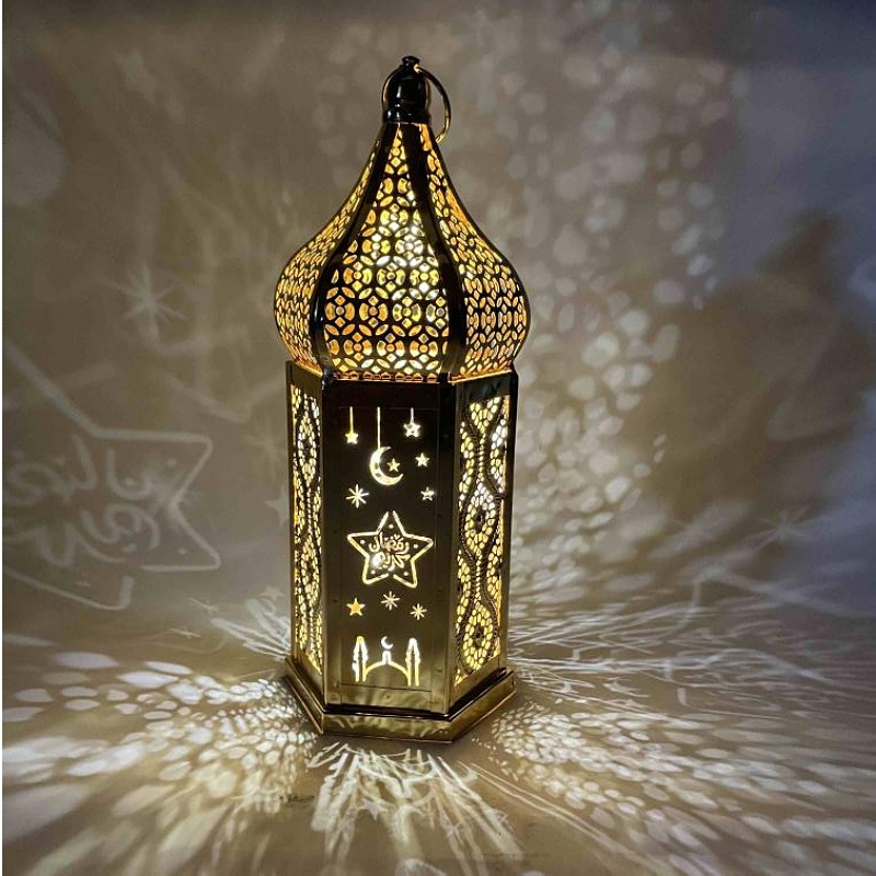 Creative Plating Golden Storm Lantern Muslim Ramadan Decoration Zhai Creative Moon Middle East Dubai Saudi Halal