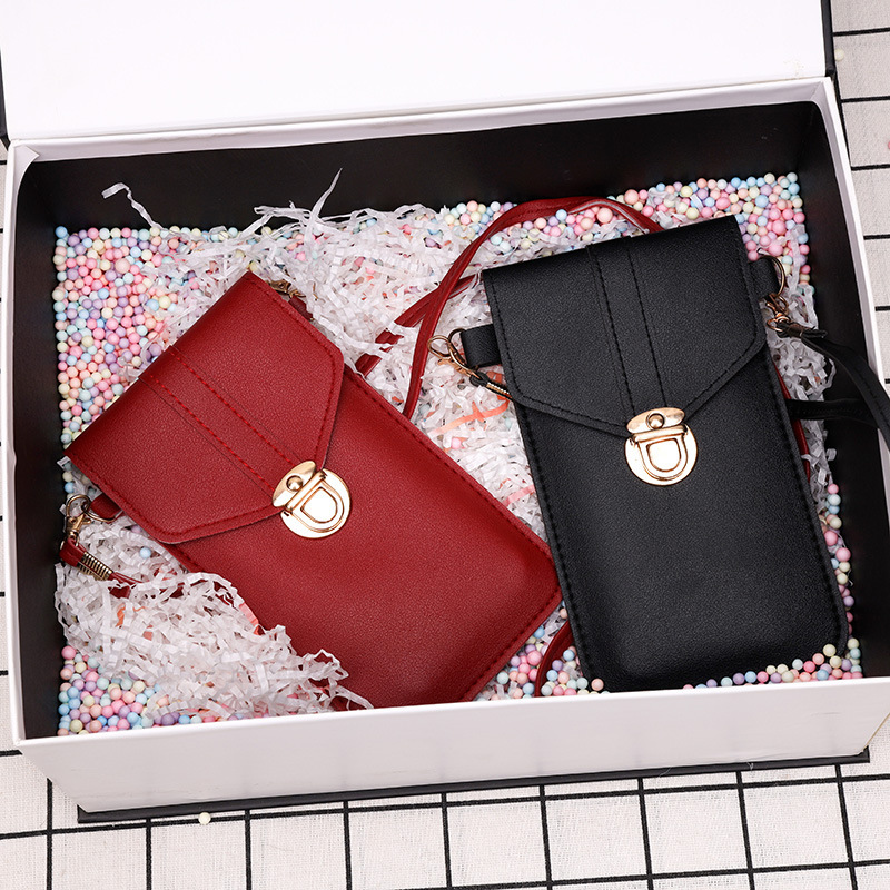 Touch Screen 2023 Mobile Phone Bag Stylish and Lightweight Coin Purse Vertical Women's Twist Lock Bag Mini Bag Messenger Bag