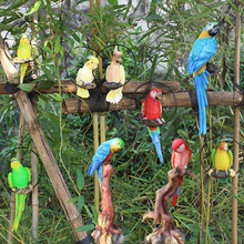 花园庭院仿真动物吊环鹦鹉挂件树脂工艺品摆件假鸟壁挂树上装饰鸟