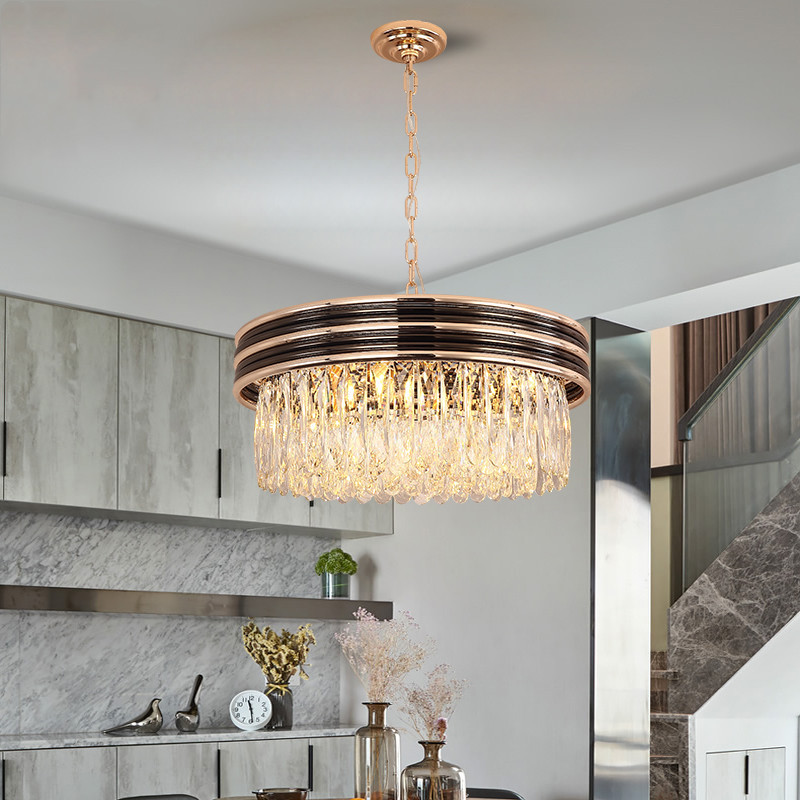 Cross-Border Post-Modern round Crystal Chandelier Hong Kong Style Lamp in the Living Room Dining Room Master Bedroom Study Designer Hall Chandelier