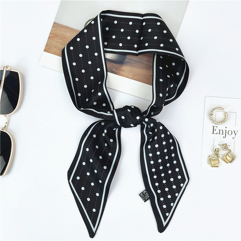 New Artificial Silk Fashion Printed Silk Scarf 2022 Korean Simple Dot Small Scarf Winter Warm Scarf Wholesale