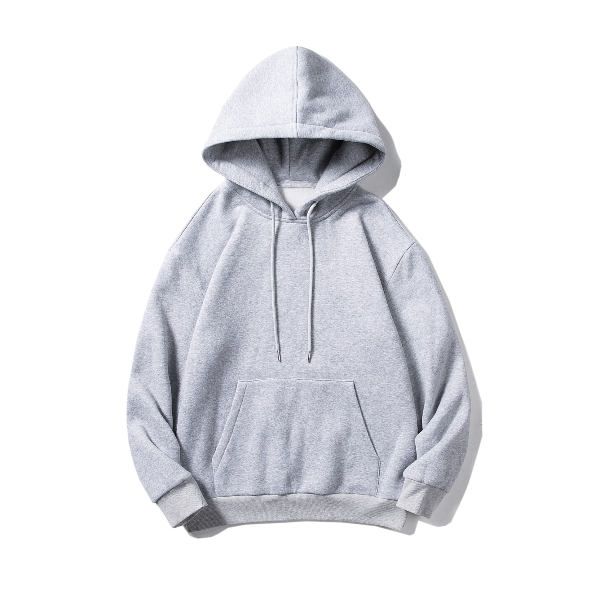 春秋季其他休闲卫衣棉灰色纯色无内胆现货立体贴袋普通连帽外套