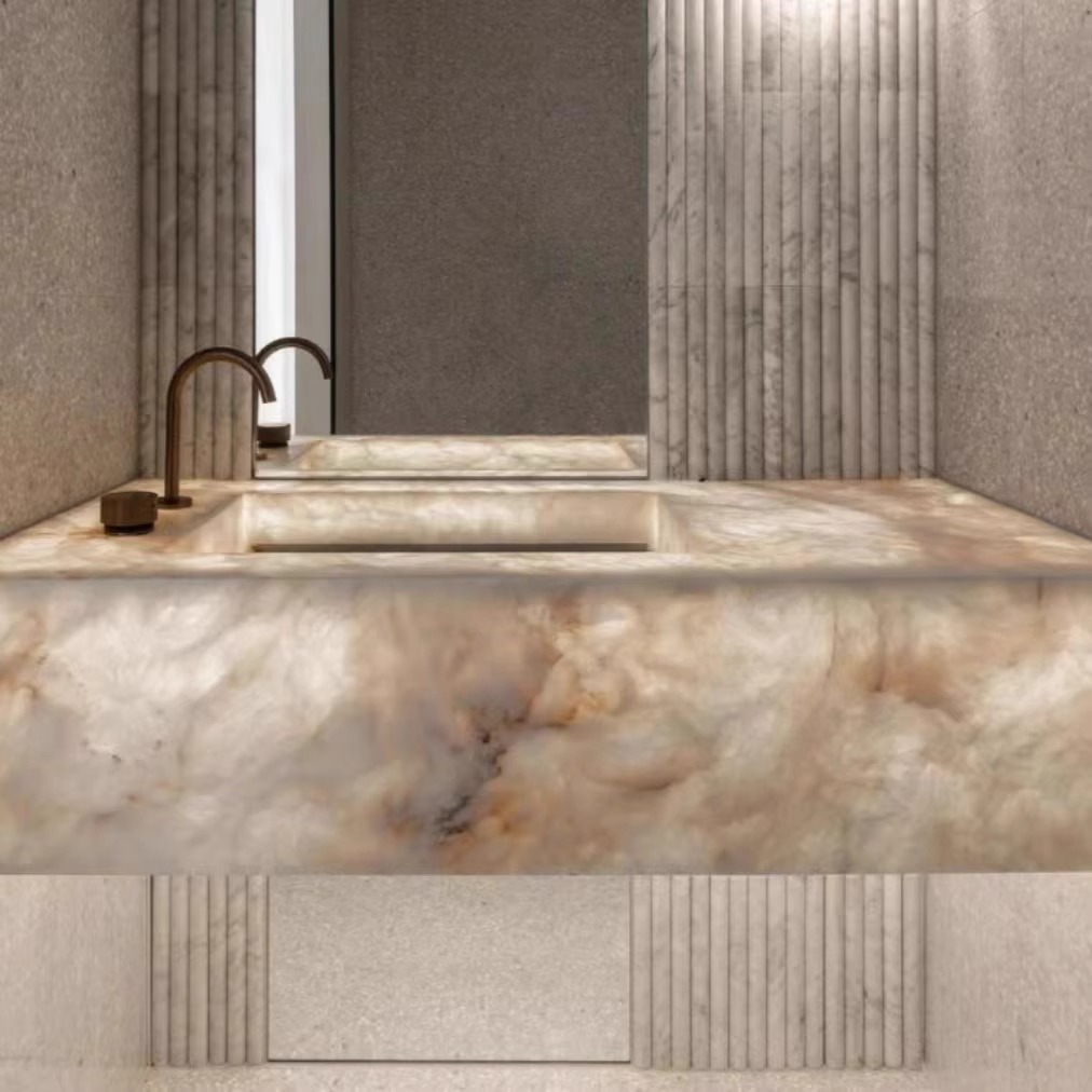 意式发光玉石洗手台精美现代简约定制高端设计师浴室轻奢卫生间