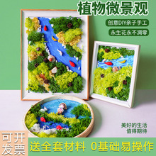 装饰画团建手工DIY材料包圆盘苔藓画创意儿童立体摆件亲子沙龙礼