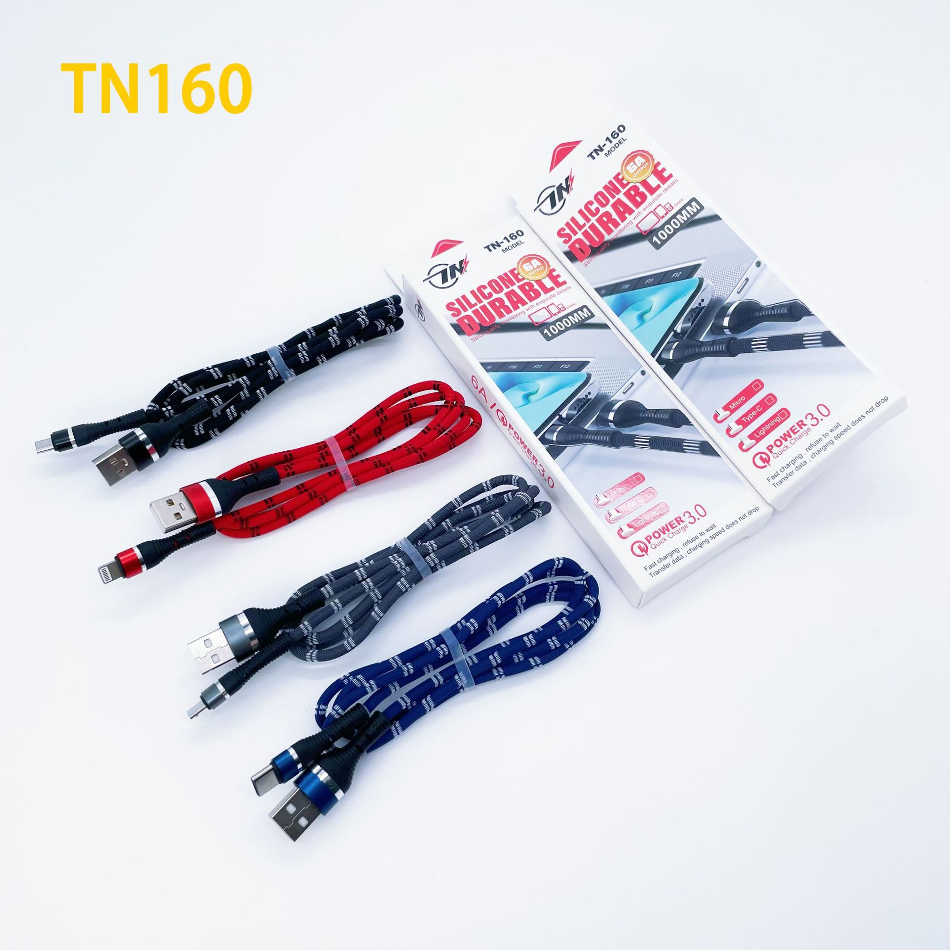 Tn160 New Woven Fast Charge Data Cable I5 Android TC Smartphone Qc3.0 Fast Charge Function Delivery Supported
