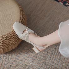 7851-31 包头凉鞋女夏季2023年新款法式玛丽珍仙女配裙粗跟单鞋子