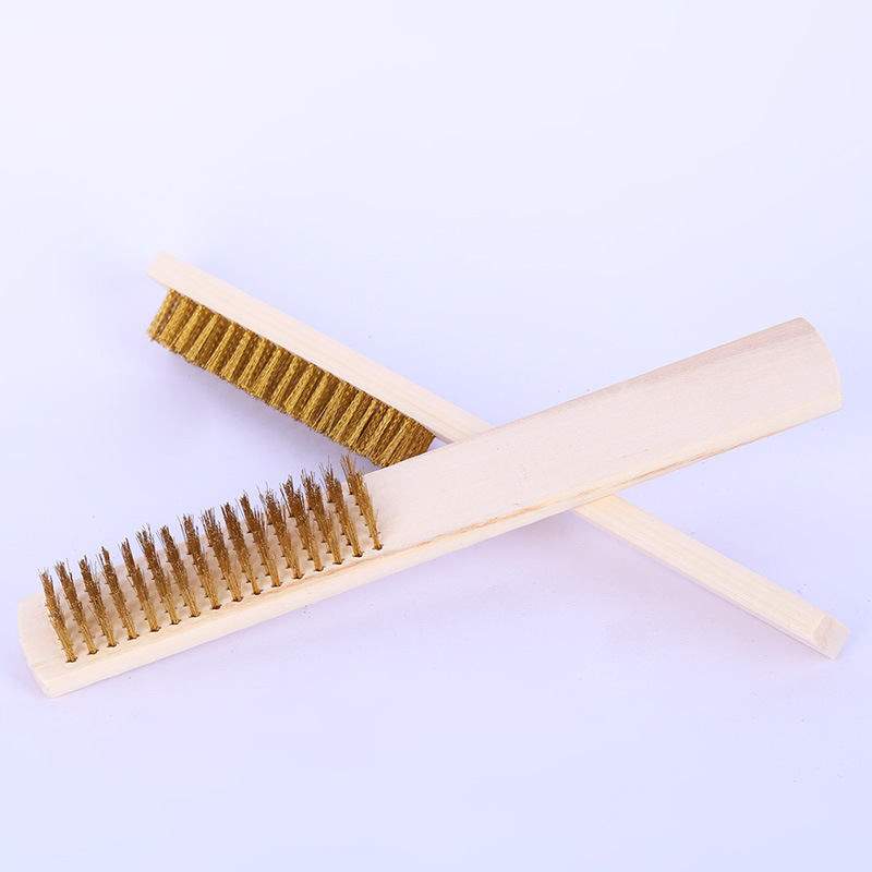 Factory Wholesale Copper Plated Wenwan Brush Wooden Handle Copper Plated Wenwan Brush Walnut Bodhi Seed Wenwan Object Surface Cleaning Brush