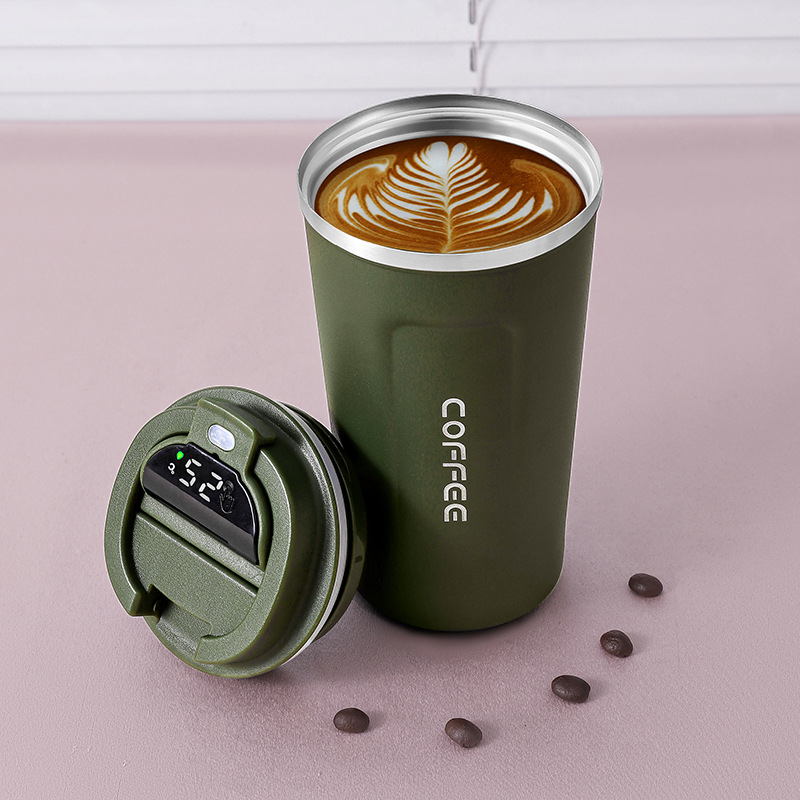 Intelligent Temperature Measuring Stainless Steel Coffee Cup Double-Layer Vacuum Mug Office Mug Car Water Cup outside