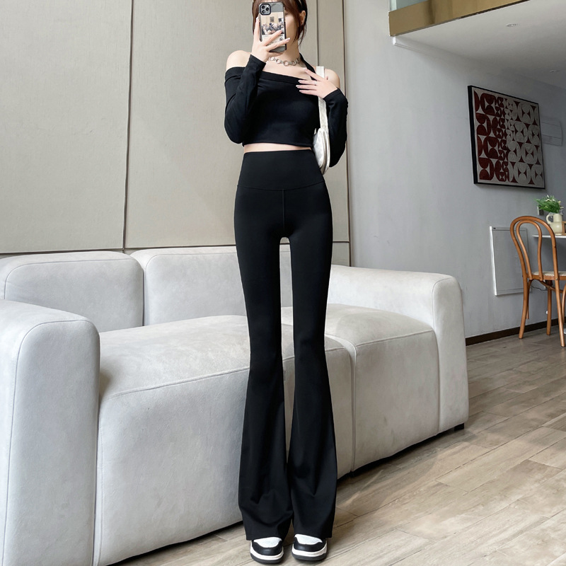 Black Skinny Shark Pants Women's High Waist Pants Slimming Mopping Pants Draping Pants Loose Fashion Spring and Autumn Flared Pants